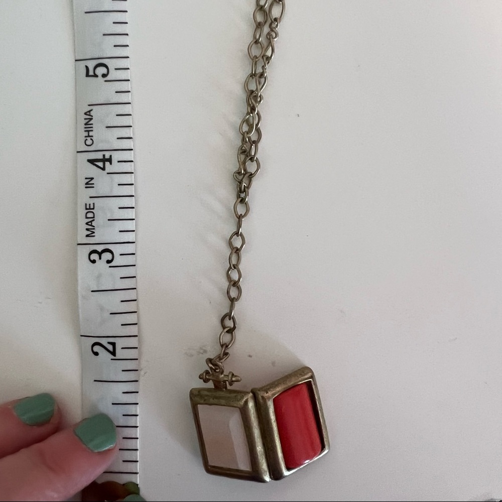 J Crew 💅 unique Brass Locket Long Necklace ✨